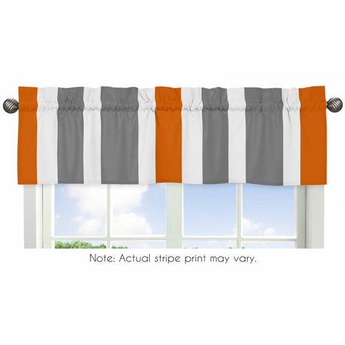 Stripe Gray and Orange Collection Window Valance