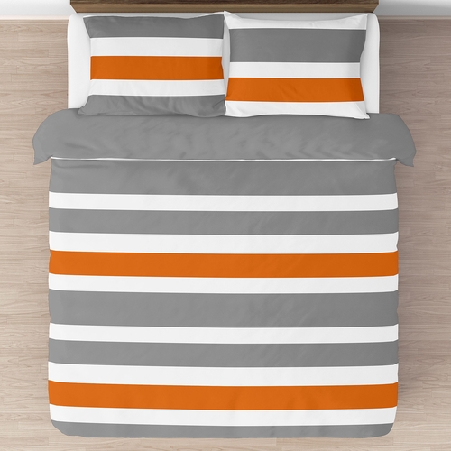 Stripe Gray and Orange Full/Queen Bedding Collection - alt image 2