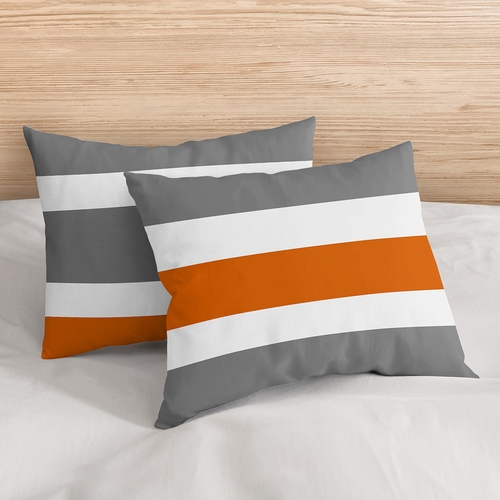 Stripe Gray and Orange Full/Queen Bedding Collection - alt image 4