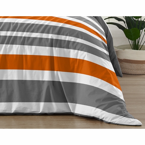 Stripe Gray and Orange Full/Queen Bedding Collection - alt image 5