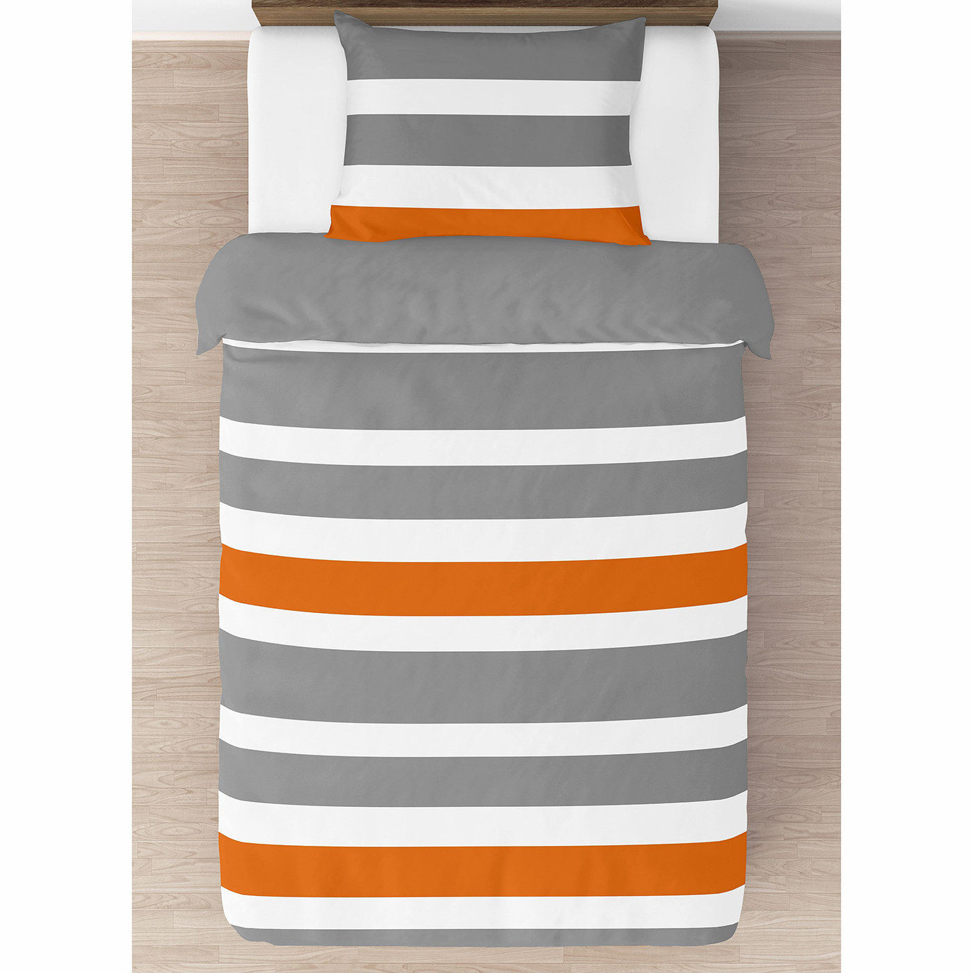 Stripe Gray and Orange Twin Bedding Collection