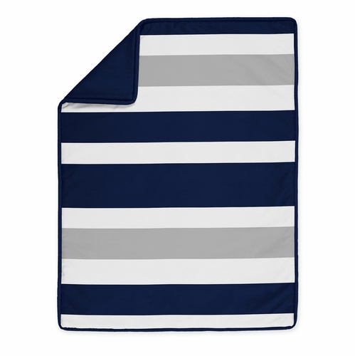 Stripe Navy and Gray Collection 4 Piece Crib Bedding - alt image 2