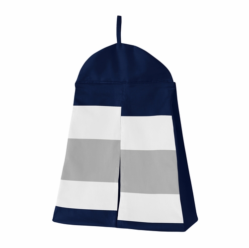 Stripe Navy and Gray Collection 4 Piece Crib Bedding - alt image 4