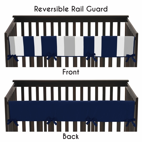 Stripe Navy and Gray Collection 5 Piece Crib Bedding - alt image 3