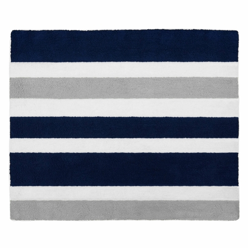 Stripe Navy and Gray Collection Accent Floor Rug