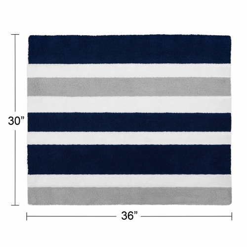 Stripe Navy and Gray Collection Accent Floor Rug - alt image 1