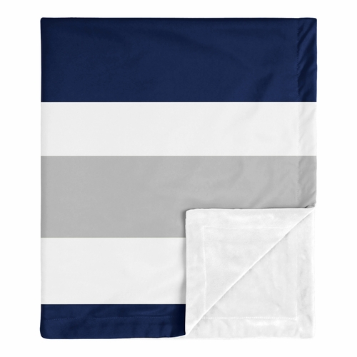 Stripe Navy and Gray Collection Baby Blanket