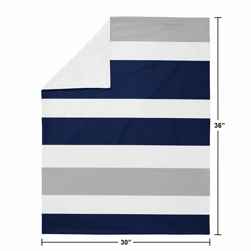 Stripe Navy and Gray Collection Baby Blanket - alt image 3