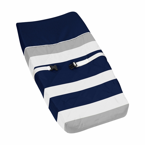 Stripe Navy and Gray Collection Changing Pad Cover