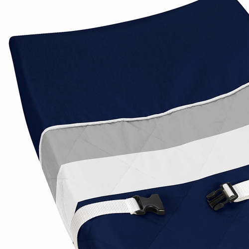 Stripe Navy and Gray Collection Changing Pad Cover - alt image 3
