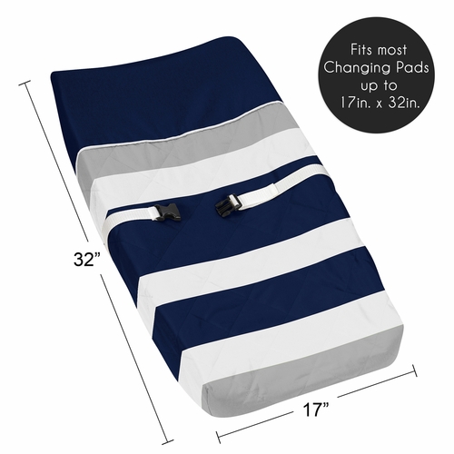 Stripe Navy and Gray Collection Changing Pad Cover - alt image 4