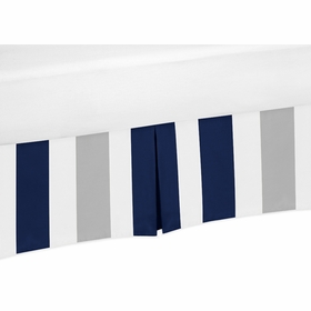 Stripe Navy and Gray Collection Crib Bed Skirt - Stripe Print