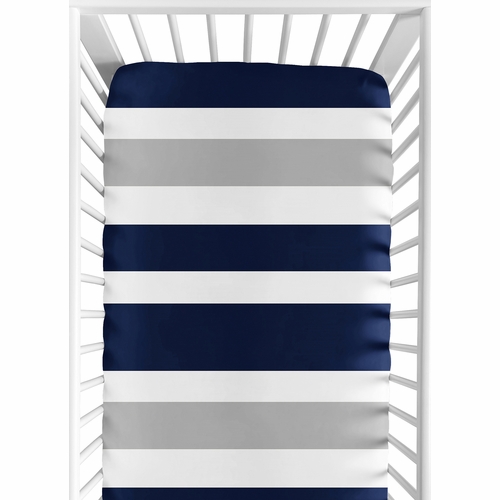 Stripe Navy and Gray Collection Crib Sheet - Stripe Print
