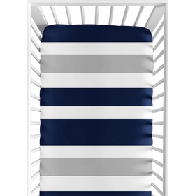 Stripe Navy and Gray Collection Crib Sheet - Stripe Print