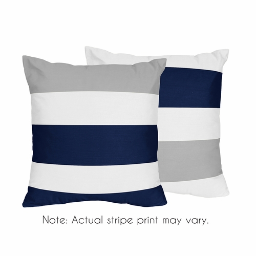 Stripe Navy and Gray Collection Decorative Accent Throw Pillow Covers - Set of 2