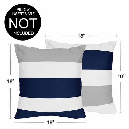 Stripe Navy and Gray Collection Decorative Accent Throw Pillow Covers - Set of 2 - alt image 3