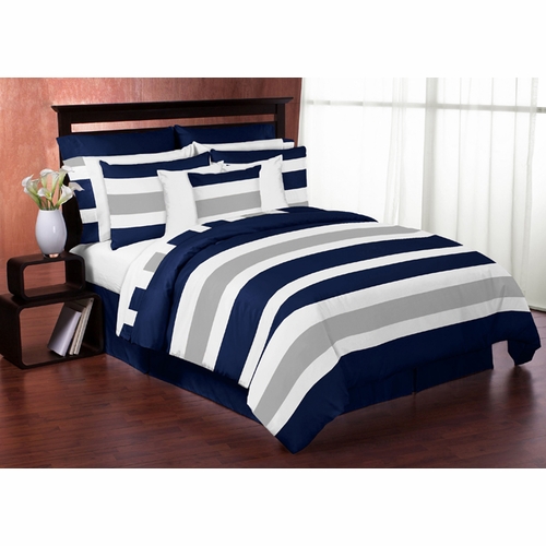 Stripe Navy and Gray Collection Decorative Accent Throw Pillow Covers - Set of 2 - alt image 4