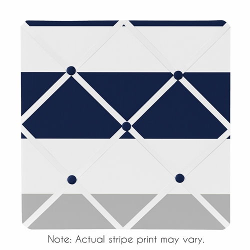 Stripe Navy and Gray Collection Fabric Memo Board
