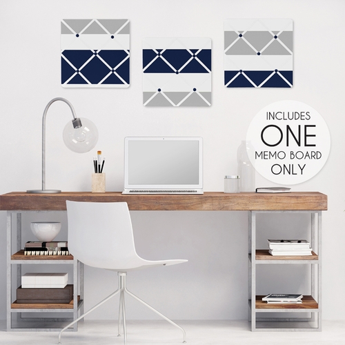 Stripe Navy and Gray Collection Fabric Memo Board - alt image 1