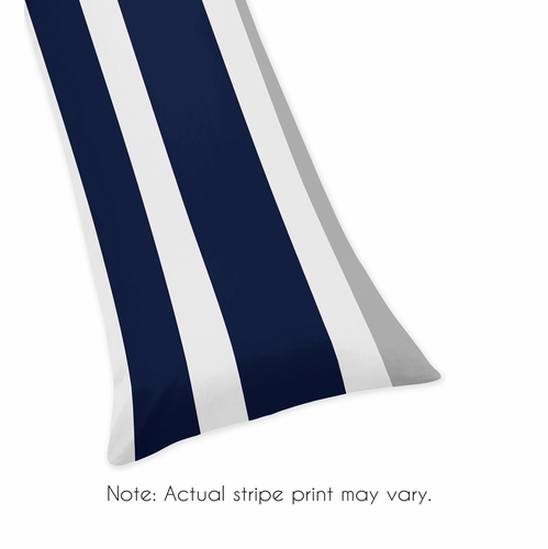 Stripe Navy and Gray Collection Full Length Body Pillow Cover