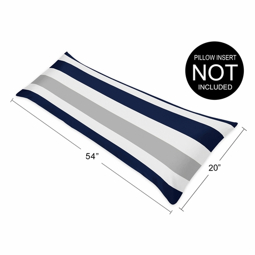 Stripe Navy and Gray Collection Full Length Body Pillow Cover - alt image 3