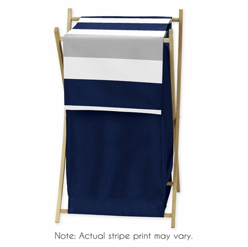 Stripe Navy and Gray Collection Hamper