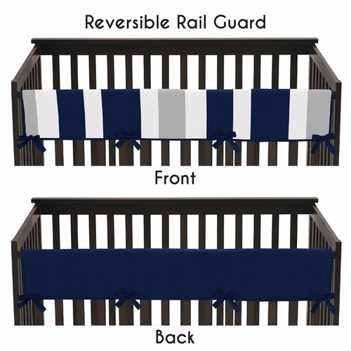 Stripe Navy and Gray Collection Long Rail Guard Cover