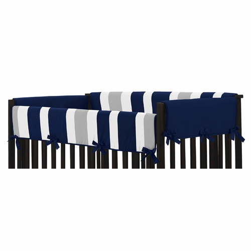 Stripe Navy and Gray Collection Long Rail Guard Cover - alt image 1