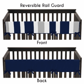 Stripe Navy and Gray Collection Long Rail Guard Cover