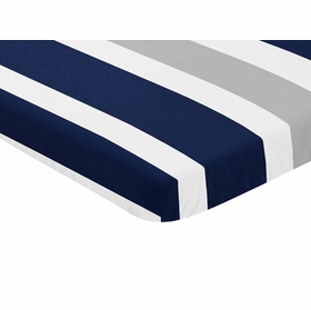 Stripe Navy and Gray Collection Mini Crib Sheet