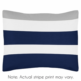 Stripe Navy and Gray Collection Pillow Sham