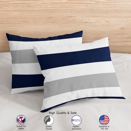 Stripe Navy and Gray Collection Queen Duvet Cover Bedding Set - alt image 4