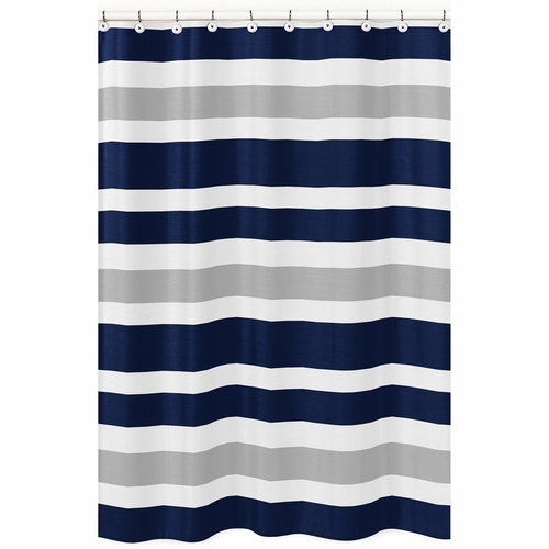 Stripe Navy and Gray Collection Shower Curtain