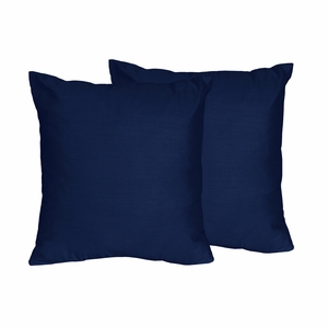 Stripe Navy and Gray Collection Solid Navy Blue Decorative Accent Throw Pillow Covers - Set of 2
