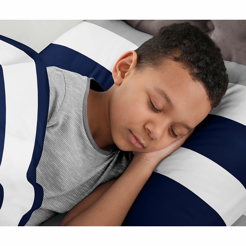 Stripe Navy and Gray Collection Twin Sheet Set - alt image 2