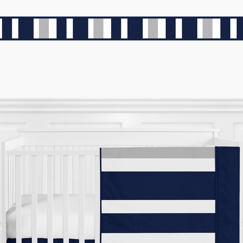 Stripe Navy and Gray Collection Wallpaper Border