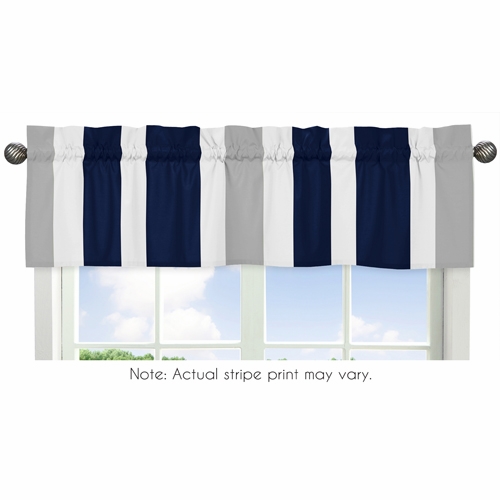 Stripe Navy and Gray Collection Window Valance