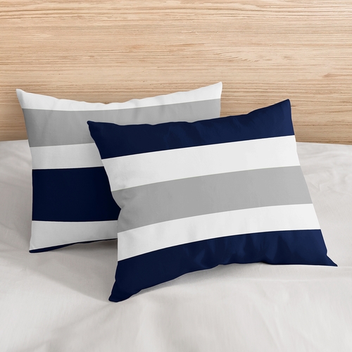 Stripe Navy and Gray Full/Queen Bedding Collection - alt image 4