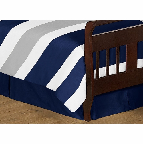 Stripe Navy and Gray Toddler Bedding Collection