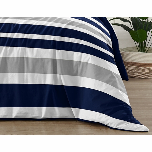 Stripe Navy and Gray Twin Bedding Collection - alt image 5