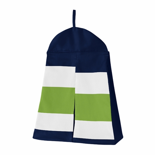 Stripe Navy and Lime 11 Piece Bumperless Crib Bedding Collection - alt image 4