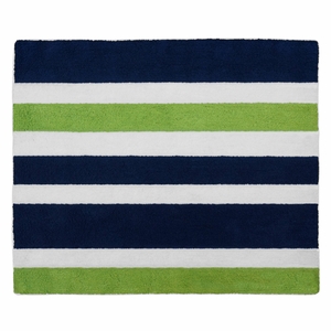 Stripe Navy and Lime Collection Accent Floor Rug