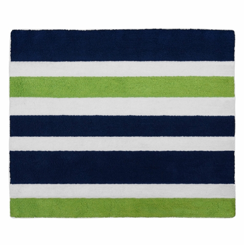 Stripe Navy and Lime Collection Accent Floor Rug