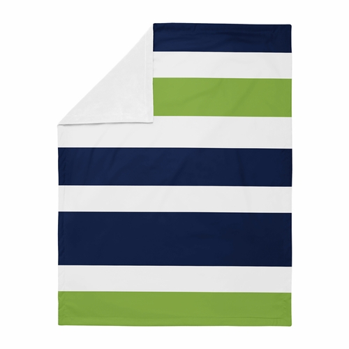 Stripe Navy and Lime Collection Baby Blanket - alt image 1