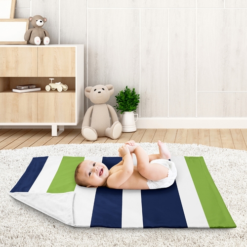 Stripe Navy and Lime Collection Baby Blanket - alt image 2