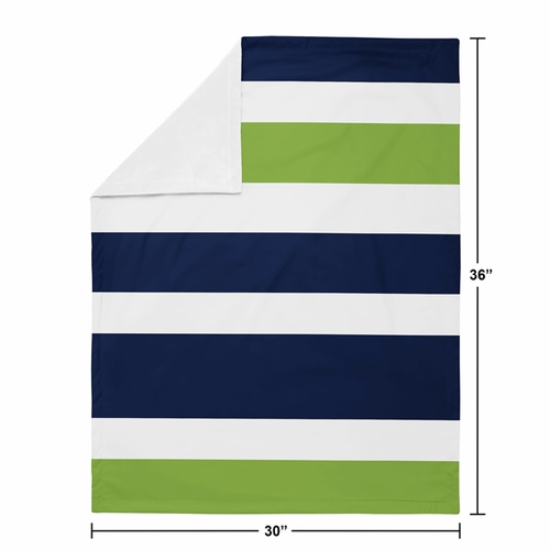 Stripe Navy and Lime Collection Baby Blanket - alt image 3