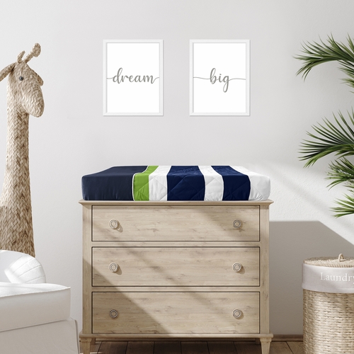 Stripe Navy and Lime Collection Changing Pad Cover - alt image 1