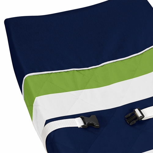 Stripe Navy and Lime Collection Changing Pad Cover - alt image 3