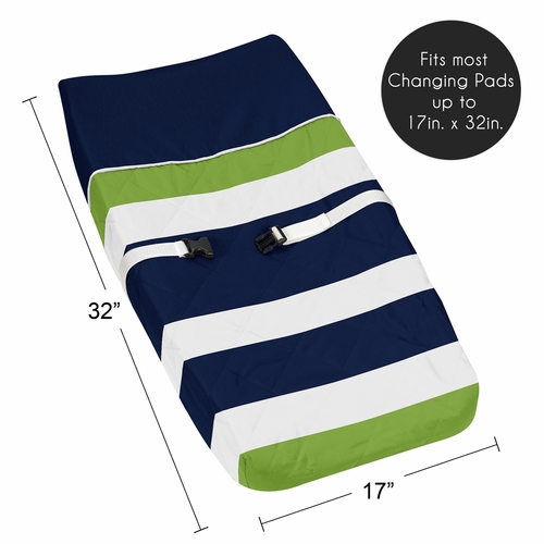 Stripe Navy and Lime Collection Changing Pad Cover - alt image 4