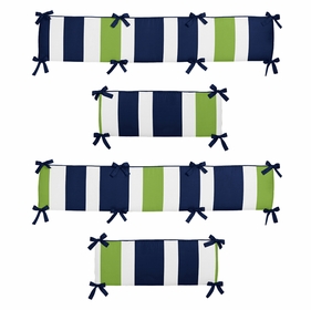 Stripe Navy and Lime Collection Crib Bumper Pad